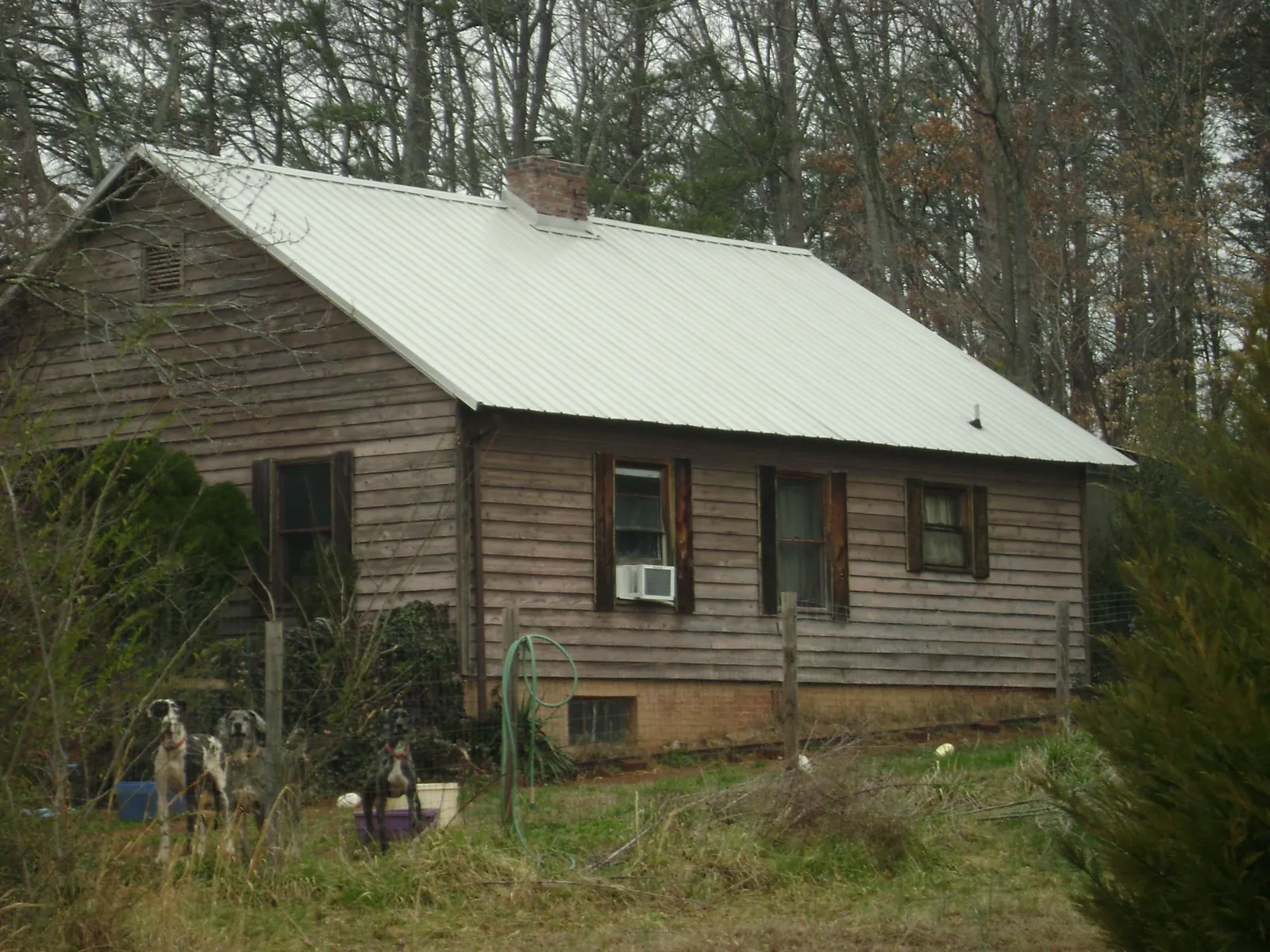 White metal roof on an old wood sided farmhouse, from a Metal Roof Installation job in Fleischmanns